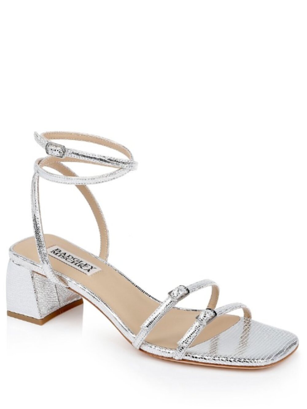 Badgley Mischka Dania Women's Wedge Shoes Silver Lizard : 8 M, Leather